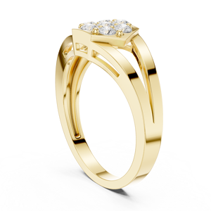 Yellow Gold Floral Cluster Diamond <b>Ring</b> Hexagon Design <b>Split</b> Shank Engagement Wedding <b>Ring</b> for Women - Product Image 2