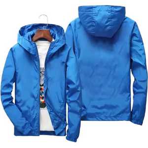 Veste décontractée unisexe rose à capuche avec fermeture éclair, coupe-vent, légère, en polyester, coupe régulière, couleur unie, pour le printemps - Product Image 5