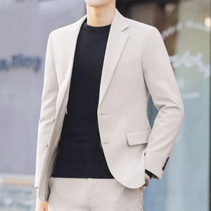 Blazer de Lana para Hombre, Corte Entallado, Tallas Grandes, Estilo Coreano, Chaqueta Casual Formal para Bodas, Fiestas, Universidad, con Logotipo Personalizado - Product Image 3