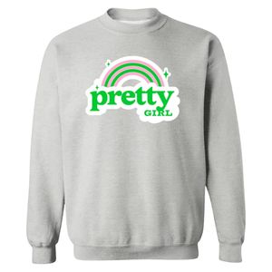 Sudadera Gris con Estampado de Chica Bonita, Cuello Redondo, Manga Larga, Puños Acanalados, Informal, de Forro Polar para Mujer, Moda Urbana - Product Image 1