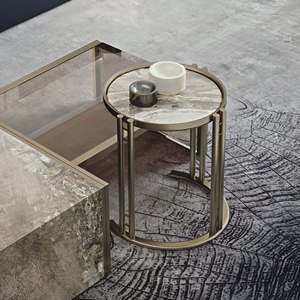 C Shaped Gold <b>Side</b> <b>Table</b> Small <b>Round</b> Sofa End <b>Table</b> Elegant Stainless Steel Frame Bedside Nightstand Accent Coffee <b>Table</b> - Product Image 3