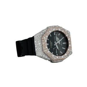 Daily Wear Half Iced Out Diamond Elegant 925 sterling Silver <b>Case</b> <b>Watch</b> With Rubber Band For Anniversary Gift - Product Image 3