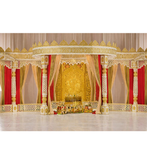 ชุดงานแต่งงาน Mandap แบบหรูทำจากใยไฟเบอร์สีขาวสีทองสำหรับงานแต่งงานของชาวอินเดีย - Product Image 1