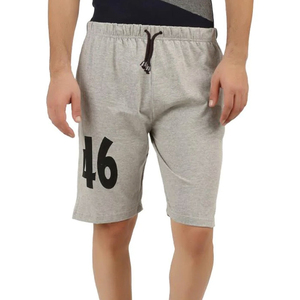Shorts en coton gris pour homme, taille mi-haute, avec cordon de serrage, style sport décontracté, en tissu tricoté respirant, en promotion - Product Image 4