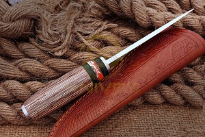 Cuchillo profesional para deshuesar carne, hoja de acero inoxidable, hecho a mano, con funda de cuero. - Product Image 5