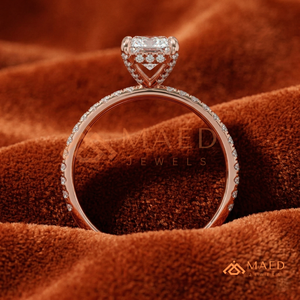 แหวนวันครบรอบโรแมนติกสีโรสโกลด์ – แหวนแต่งงานแบบบางประดับเพชรพาเว่ - Product Image 3