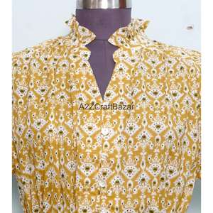 Nuevo Vestido Corto de Fiesta con Estampado Floral Bohemio Moderno, de Algodón Tejido, Cuello en V, Manga Corta y Botones, para Mujer, Vestido de Playa - Product Image 4