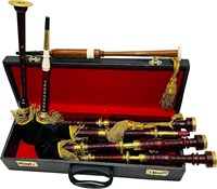 Obexa Scottish Great Highland Bagpipe Set Rosewood Gold Brass Mounts Black Velvet Hard Case Free Reeds Practice Chanter Model