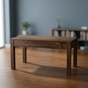 Table basse rectangulaire en bois massif, faite à la main, style minimaliste, meubles de salon avec finition à grain naturel et pieds droits robustes - Product Image 1