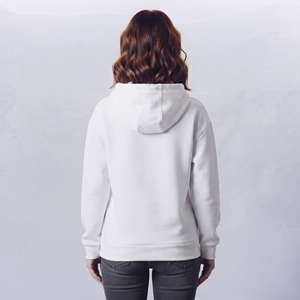 Sudadera con capucha blanca para mujer, con cremallera, mezcla de algodón y forro polar, manga larga, con bolsillos y hombros caídos - Product Image 4