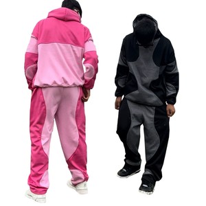 Mens Acid Wash Sweat Suit Vintage Faded Cotton Fleece Hoodie and Jogger Set Streetwear Casual Tracksuit Outfit - Product Image 3
