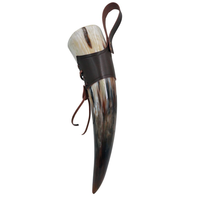Corne à boire viking polie sur mesure avec sangle de transport en cuir véritable, tasse à bière en corne naturelle, souvenir, accessoire de taverne médiévale