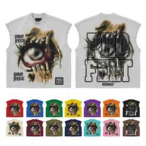 Whole Sale Cheap Price Custom Printed Design Sleeveless Tank Top Men Streetwear Oversized Cotton Summer Trendy Fashion Shirt - Product Image 1