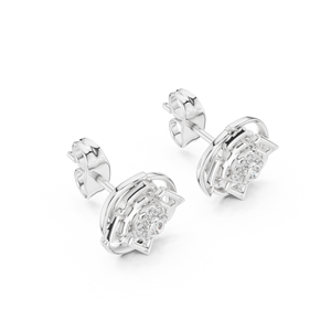 Juego de pendientes de diamantes cultivados en laboratorio con halo calado estilo vintage, engastados en oro blanco de 18 quilates, para compromiso, boda, fiesta, regalo de San Valentín, uso diario - Product Image 2