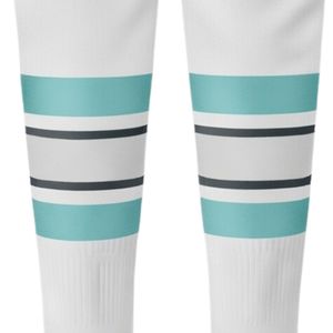 <b>Men</b> <b>White</b> Blue Hockey <b>Socks</b> Polyester Sports Long <b>Socks</b> Athletic Team Uniform Training Wear Game Match Performance Clothing - Product Image 5