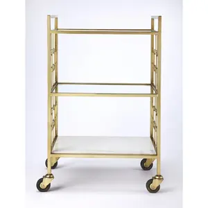 Carrito de Servicio Metálico Premium Hecho a Mano para Hoteles y Restaurantes, Carro Metálico Hecho a Mano, Plateado, Seguro, de Zahid Exports - Product Image 4