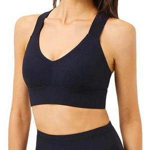 Nouveau soutien-gorge de sport noir de haute qualité pour femme, col en V, maintien moyen, pour yoga et entraînement, en Spandex - Product Image 1