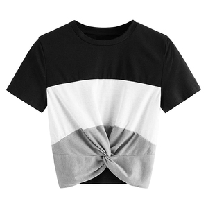 เสื้อยืดครอปท็อปคอกลมผ้าถักผสมโพลีเอสเตอร์/คอตตอนสำหรับผู้หญิง ป้องกันการหดตัว น้ำหนัก 240 กรัม ดีไซน์คุณภาพสูง ผลิตโดย HS 2026 - Product Image 1