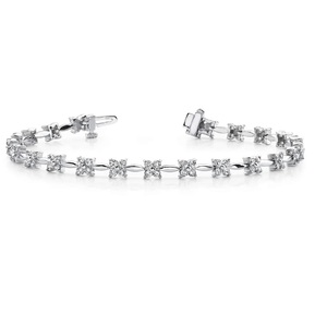 Pulsera de Plata de Ley 925 de Buena Calidad con Flor de Moissanita y Diamante Cultivado en Laboratorio para Mujer, Joyería Clásica Brillante - Product Image 1