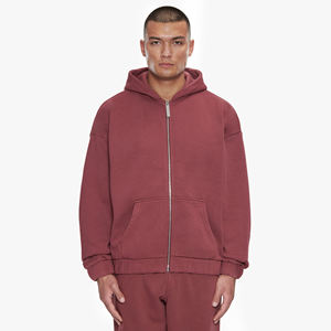 Meilleur sweat à capuche zippé en polaire pour homme, coupe oversize, avec logo personnalisé, impression numérique, cordon de serrage, coupe ample, pour l'hiver - Product Image 1