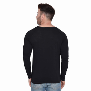T-shirt à manches longues uni personnalisé pour homme, en coton doux, col rond, décontracté, design uni, coupe ajustée - Product Image 2