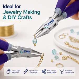 Pince à bec rond professionnelle pour la fabrication de bijoux, pince de précision pour la mise en boucle de fils et la perlage, avec poignée ergonomique - Product Image 6