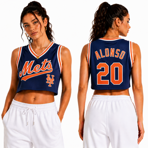 Camiseta de Baloncesto Corta para Mujer, Personalizada con Emblema del Equipo, Nombre y Número en la Espalda, Malla Transpirable, Ropa Deportiva Urbana, Exportación - Product Image 2