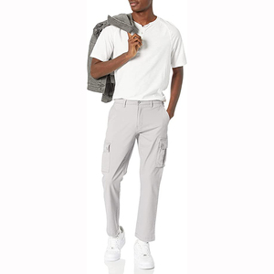 Cheap Men's Straight Casual <b>Cargo</b> <b>Pants</b> Durable 100% Cotton Fabric Breathable <b>Waterproof</b> Embroidered Roomy Multi-Pocket - Product Image 4