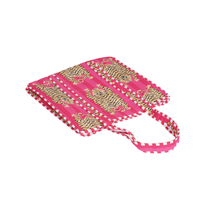 Bolso Tote de Algodón Acolchado Hecho a Mano con Estampado de Tigre y Rayas Rosas, Reversible, para Compras, Playa, para Mujer - Product Image 3