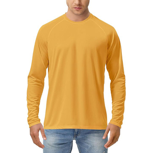 T-shirt à manches longues pour homme, 100% coton, col rond, coupe classique, couleur unie, décontracté, tricoté, respirant - Product Image 3