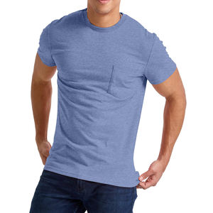 Camiseta de Gran Tamaño con Bolsillo para Hombre, 100% Algodón, Secado Rápido, Cuello Redondo, Camiseta Básica con Impresión de Logotipo Personalizado - Product Image 1