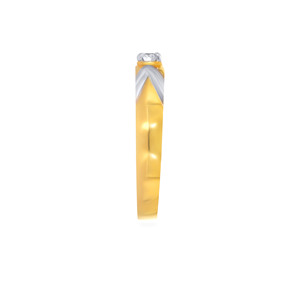Luxury Two Tone Gold Plated Solitaire <b>Ring</b> with Round Brilliant Cut Lab Grown Diamond White Rhodium Crisscross Band for Women - Product Image 4