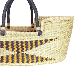 Traditional ethnic dark <b>handle</b> and contrasting bow motif seagrass changing <b>basket</b> featuring rattan changing kid <b>basket</b> <b>with</b> - Product Image 4