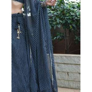 Précieux Noir Laheriya Imprimer Georgette Lehenga Choli Avec Dupatta - Product Image 1