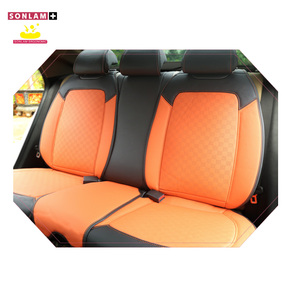 Fundas de cuero para asientos de coche, conjunto completo naranja y negro con diseño de fundas de asiento de coche, accesorios interiores de cuero de Napa, ODM al por mayor - Product Image 2