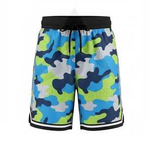 Men's Camouflage Print Quick Dry <b>Polyester</b> <b>Shorts</b> With Drawstring Waist And Side Stripes Casual Sport <b>Shorts</b> - Product Image 1