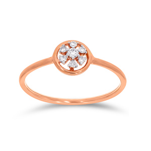 Bague de fiançailles Rosy Bloom en or rose 14 carats avec halo floral étincelant, bijoux fins pour femmes - Product Image 1