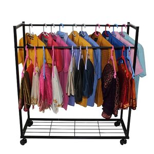 Moderno Perchero Metálico de Dos Niveles con Ruedas, Tipo Vertical, para Almacenamiento de Ropa y Accesorios - Product Image 3