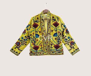 Chaqueta de Algodón con Cuello Mandarín para Mujer Talla Grande, Manga Larga, Bordado Floral a Mano, Estilo Bohemio, Ropa de Abrigo de Primavera - Product Image 3