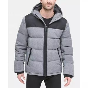 Veste matelassée à capuche surdimensionnée pour hommes imprimé de logo personnalisé manteau d'hiver décontracté coupe-vent à col montant avec fermeture à glissière bulle vierge - Product Image 5