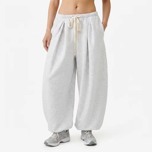Custom New Casual Winter Flat Front <b>Women</b> 100% Cotton Regular Fit Wide Leg Jogger Pants <b>Sweatpants</b> - Product Image 1