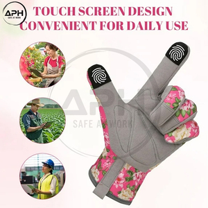 Gants de jardinage antidérapants à écran tactile, imprimés de fleurs, paume renforcée, doigts entiers, pour travaux de plantation en extérieur - Product Image 3