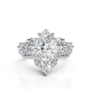Bague Statement en Moissanite en Argent Sterling Plaqué Rhodium, Bijou de Luxe Audacieux pour Homme avec Solitaire Central Taillé Poire - Product Image 2