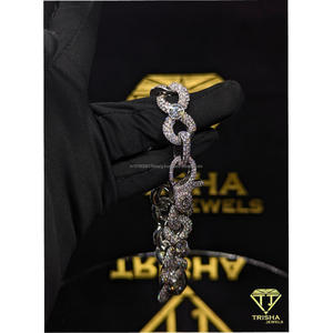 Bracelet cubain en moissanite serti de diamants, fermoir personnalisé, bijoux hip-hop pour hommes avec finition brillante de qualité supérieure par Trisha Jewels - Product Image 5