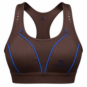 Women's Racerback <b>Brassiere</b> High Support Quick Dry Breathable Mesh Contrast Stitch Scoop Neck Yoga Sports Bra - Product Image 1