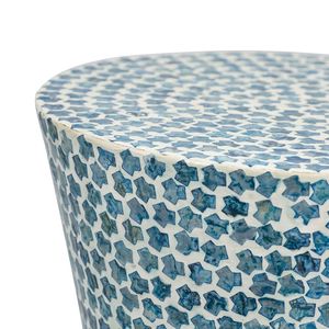 Tavolino da Giardino Rotondo Affusolato D14x20 in Capiz Blu - Product Image 3