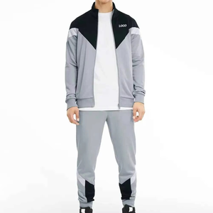 Ensemble de survêtement sportif pour homme en polyester respirant avec capuche et fermeture éclair intégrale, personnalisable avec logo (ODM) - Product Image 1