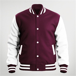 Blouson universitaire OEM style urbain, brodé, col montant, devant tissé, printemps - Product Image 1