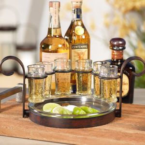 Ensemble de verres à shot mexicains, plateau de service pour tequila, support à shot de tequila, ensemble de verres à shot, articles de bar rustiques, plateau de service pour fêtes, pour servir du sel et du citron vert - Product Image 6