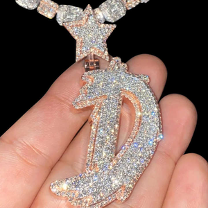 Pendentif Lettre Personnalisé Moissanite Iced Out VVS Taille Brillant Sertie Clos Charme Hip Hop en Argent 925 pour Fête - Product Image 2